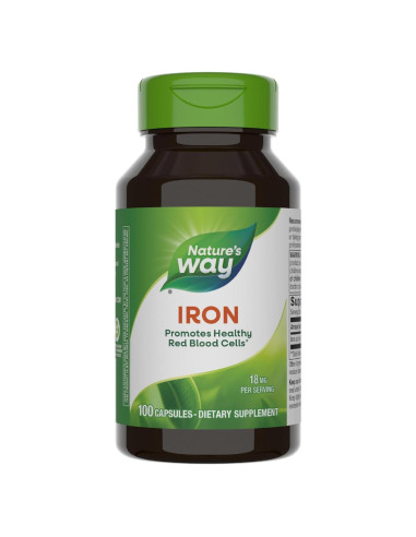 Suplemento de Hierro Nature's Way 18 mg 100 Cápsulas Sin Gluten