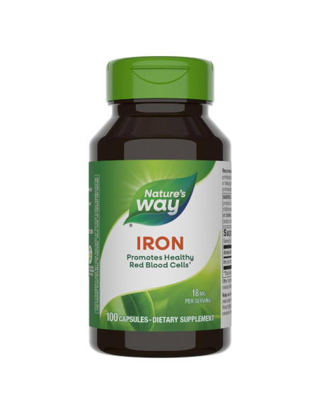 Suplemento de Hierro Nature's Way 18 mg 100 Cápsulas Sin Gluten Suplemento de Hierro Nature's Way 18 mg 100 Cápsulas Sin Gluten