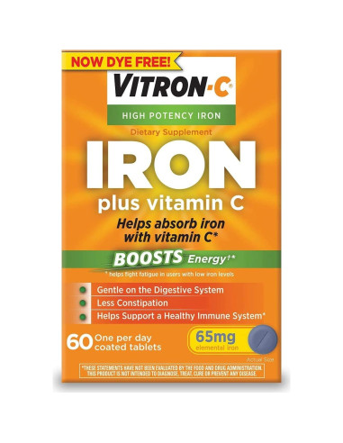 Vitron-C Suplemento de Hierro 65mg + Vitamina C 125mg 60 Tabletas