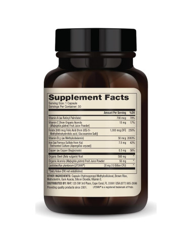 Suplemento de Hierro Dr. Mercola 30 Cápsulas 7.5 mg Sin OGM