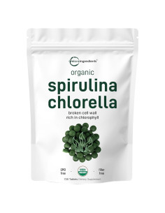 Tabletas de Chlorella y Spirulina Orgánica 3000mg 720 Unidades