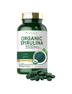 Tabletas de Espirulina Orgánica Carlyle 3500mg - 500 Unidades