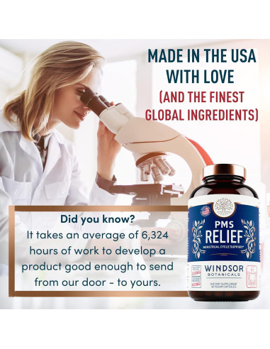 Suplemento Herbal para PMS Windsor Botanicals 60 Cápsulas Veganas