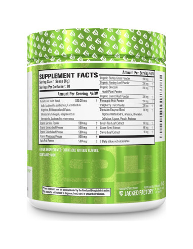 Polvo de Superalimento Verde Jacked Factory 272g - Keto, Probioticos