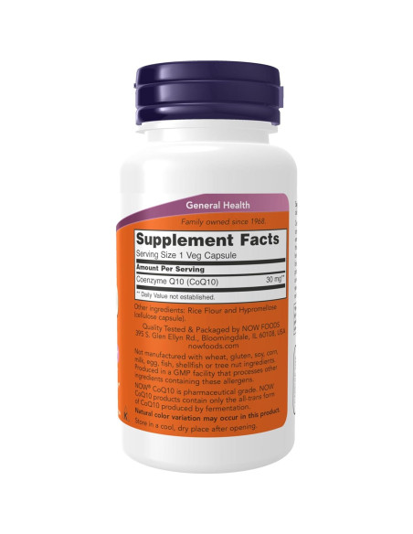 NOW CoQ10 30 mg Grado Farmacéutico 60 Cápsulas Veganas NOW CoQ10 30 mg Grado Farmacéutico 60 Cápsulas Veganas