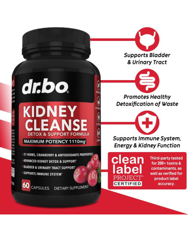 Suplemento Detox para Riñones Dr. Bo - 21 Ingredientes Naturales
