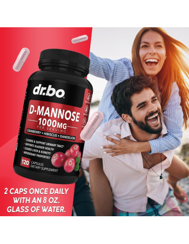 Cápsulas de D-Mannosa 500mg Dr. Bo - Suplemento Urinario 120 Unidades
