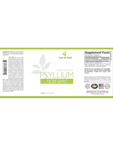 Cápsulas de Psyllium Casa de Sante 2175 mg 100% Orgánico