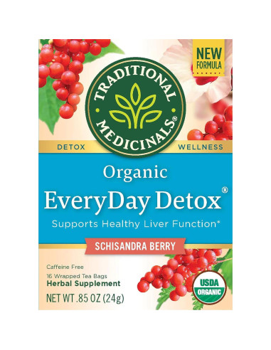 Té de Hierbas Orgánico EveryDay Detox Traditional Medicinals 16 Bolsas