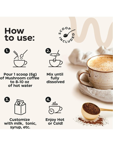 Café de Hongo Orgánico Wellneum 210g - Adaptógeno 10 en 1 Café de Hongo Orgánico Wellneum 210g - Adaptógeno 10 en 1