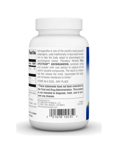 Ashwagandha Espectro Completo Planetary Herbals 570 mg 120 Tabletas