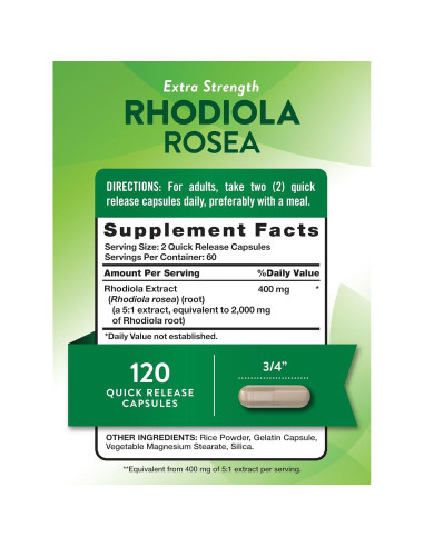 Extracto de Rhodiola Rosea Nature's Truth 2000mg 120 Cápsulas