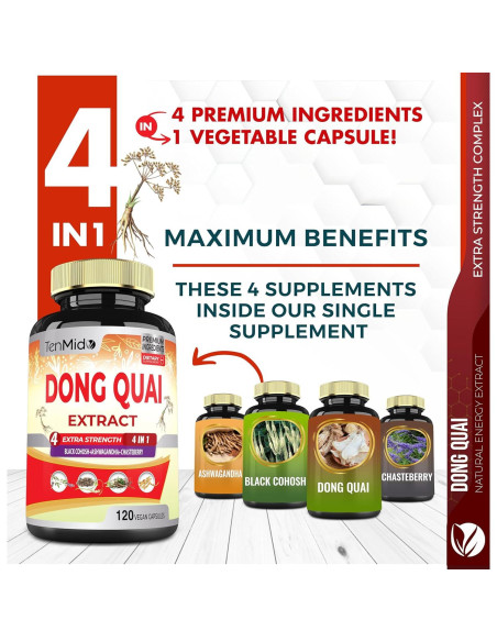 Suplemento Herbal Tenmido de Dong Quai y Ashwagandha - 120 Cápsulas Veganas Suplemento Herbal Tenmido de Dong Quai y Ashwagandha - 120 Cápsulas Veganas