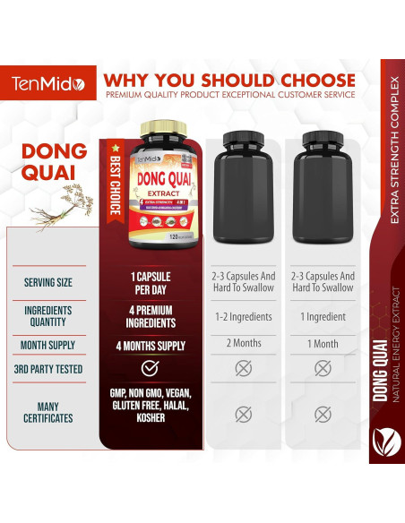 Suplemento Herbal Tenmido de Dong Quai y Ashwagandha - 120 Cápsulas Veganas Suplemento Herbal Tenmido de Dong Quai y Ashwagandha - 120 Cápsulas Veganas