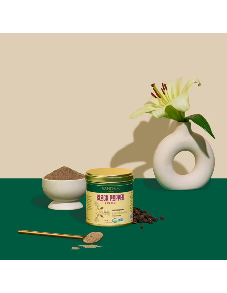 Polvo de Pimienta Negra Orgánica VAHDAM 70g Sin Gluten Polvo de Pimienta Negra Orgánica VAHDAM 70g Sin Gluten