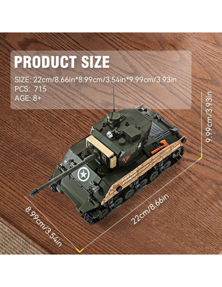 Bloque de Construcción Tanque Sherman M4A3 DAHONPA 715 PCS Bloque de Construcción Tanque Sherman M4A3 DAHONPA 715 PCS