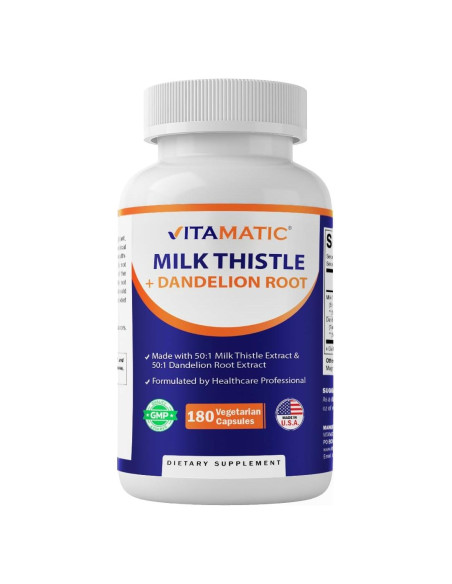 Extracto de Cardo Mariano 500mg y Diente de León 100mg 180 Cápsulas Vitamatic Extracto de Cardo Mariano 500mg y Diente de León 100mg 180 Cápsulas Vitamatic