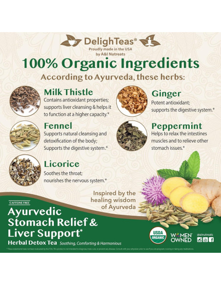 Té Detox del Hígado DelighTeas 142g - Orgánico, Vegano, Sin Cafeína Té Detox del Hígado DelighTeas 142g - Orgánico, Vegano, Sin Cafeína