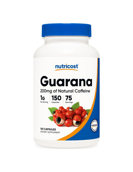 Suplemento Energizante Guarana Nutricost 1000mg 150 Cápsulas Suplemento Energizante Guarana Nutricost 1000mg 150 Cápsulas