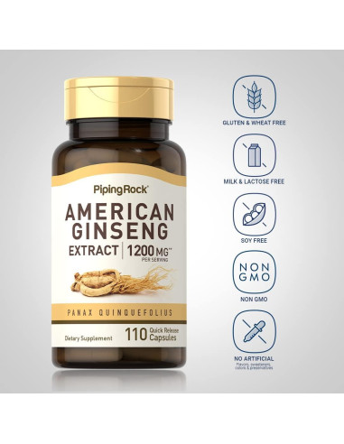 Cápsulas de Ginseng Americano Piping Rock 1200 mg 110 Unidades