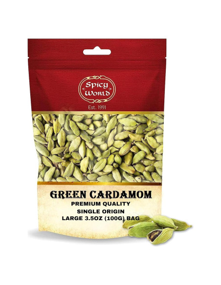 Vainas de Cardamomo Verde Spicy World 99.22 g - Calidad Premium Vainas de Cardamomo Verde Spicy World 99.22 g - Calidad Premium