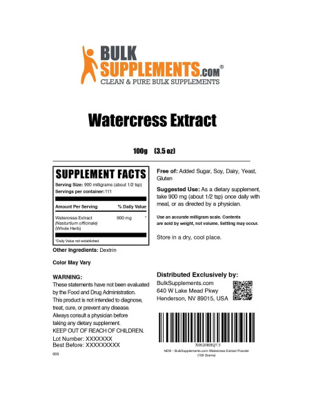 Extracto de Berro en Polvo BulkSupplements 100g - Sin Gluten Extracto de Berro en Polvo BulkSupplements 100g - Sin Gluten