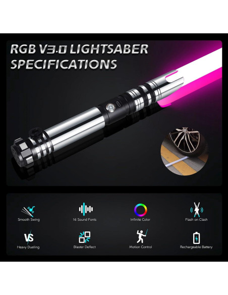 Sable de Luz ELESKOCO Negro con 16 Colores y Sonidos Sable de Luz ELESKOCO Negro con 16 Colores y Sonidos