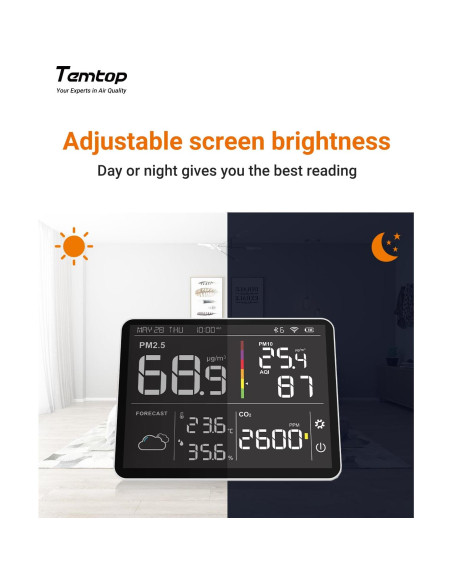 Monitor de Calidad del Aire Temtop M100-US 8-en-1 CO2 PM2.5 Monitor de Calidad del Aire Temtop M100-US 8-en-1 CO2 PM2.5