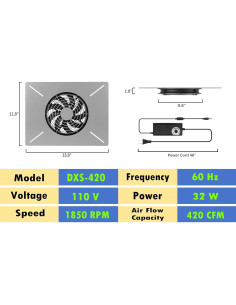 Ventilador de Escape MEOZRI Mediano 420 CFM Acero Inoxidable 2