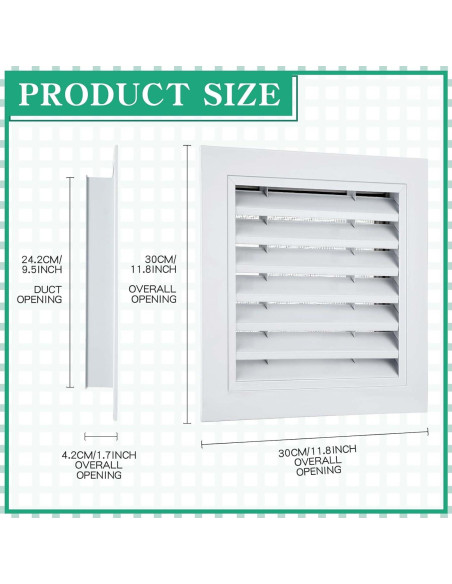 Ventilación de Tejado Gisafai 30.48x30.48 cm Blanca - 2 Pcs Ventilación de Tejado Gisafai 30.48x30.48 cm Blanca - 2 Pcs