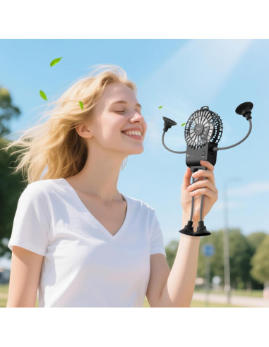 Ventilador Portátil Simfree Negro, 3 Velocidades, Manos Libres