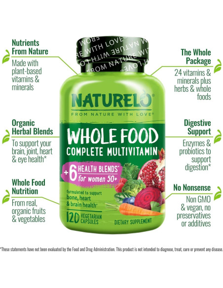Multivitamina Naturelo para Mujeres 50+ Sin Hierro - 120 Cápsulas Veganas Multivitamina Naturelo para Mujeres 50+ Sin Hierro - 120 Cápsulas Veganas