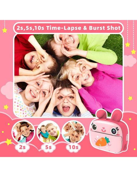 Cámara Instantánea CAMCLID Rosa 2.5K para Niños 3-12 Años Cámara Instantánea CAMCLID Rosa 2.5K para Niños 3-12 Años