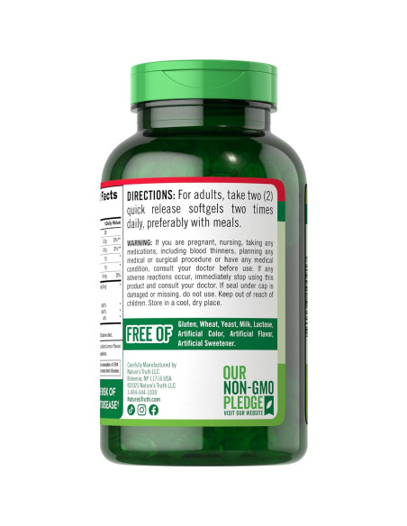 Aceite de Pescado Nature's Truth 2400mg 250 Gelatinas Blandas Omega 3 Aceite de Pescado Nature's Truth 2400mg 250 Gelatinas Blandas Omega 3
