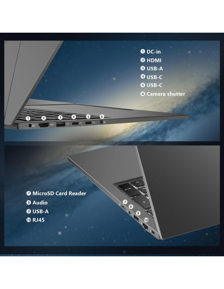 Laptop Machenike 17.3" Intel N100 16GB RAM 1TB SSD Gris Laptop Machenike 17.3" Intel N100 16GB RAM 1TB SSD Gris