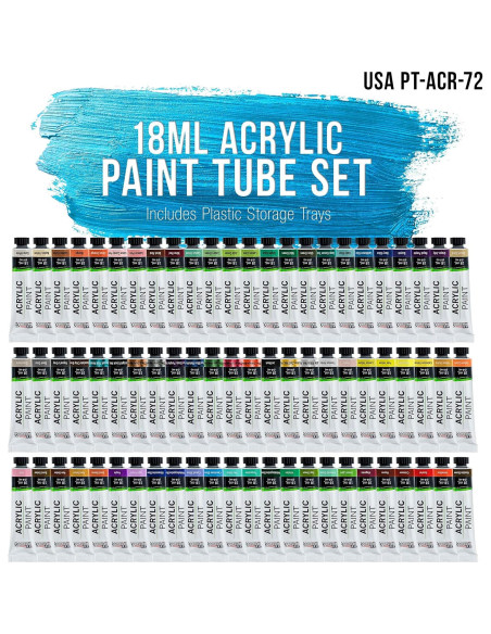 Set de Pintura Acrílica Profesional 72 Colores 12ml Suministro de Arte Set de Pintura Acrílica Profesional 72 Colores 12ml Suministro de Arte