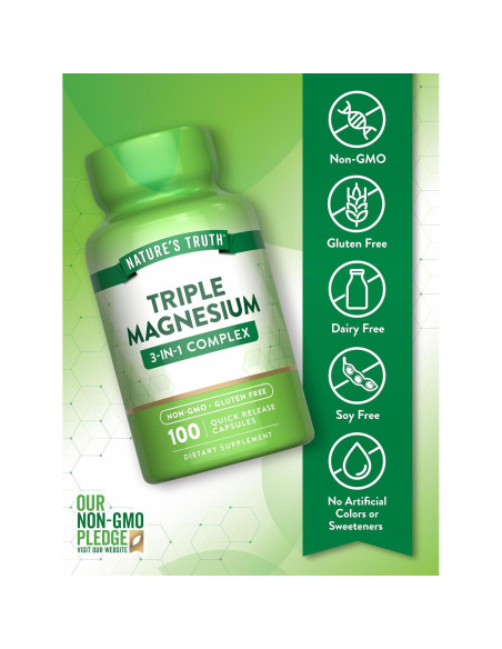 Suplemento de Magnesio Triple La Verdad de la Naturaleza 100 Cápsulas Suplemento de Magnesio Triple La Verdad de la Naturaleza 100 Cápsulas