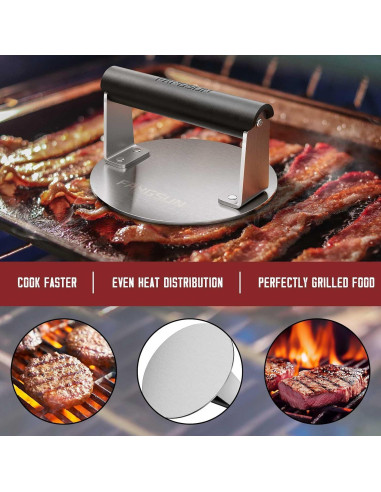 Prensa de Hamburguesas FANGSUN 15cm Acero Inoxidable Antiadherente