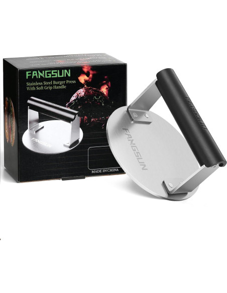 Prensa de Hamburguesas FANGSUN 15cm Acero Inoxidable Antiadherente Prensa de Hamburguesas FANGSUN 15cm Acero Inoxidable Antiadherente