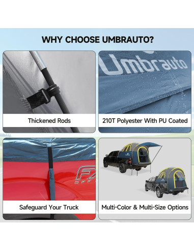 Carpa para Cama de Camioneta Umbrauto 5.5-6ft Impermeable Azul