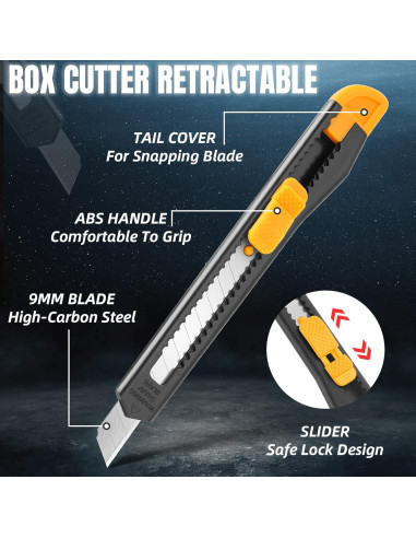 Cortador de Cajas Retráctil TIFICAL Pack de 4 9mm
