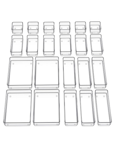 Organizador de Cajones SMARTAKE 22 Piezas Antideslizante Transparente