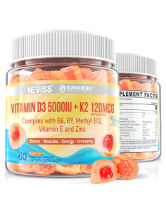 Gominolas de Vitamina D3 5000UI + K2 120mcg NEVISS 60 Unidades