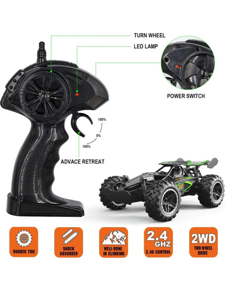 Coche RC Todo Terreno DoDoMagxanadu 1:18 Negro Verde Coche RC Todo Terreno DoDoMagxanadu 1:18 Negro Verde
