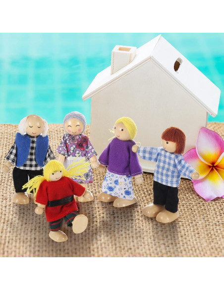 Casa de Muñecas de Madera Jzszera con 8 Figuras Posables Casa de Muñecas de Madera Jzszera con 8 Figuras Posables