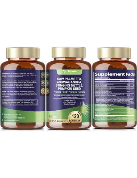 Suplemento Prostático Orgánico Totaria - Palmetto Sábila 120 Cápsulas Suplemento Prostático Orgánico Totaria - Palmetto Sábila 120 Cápsulas
