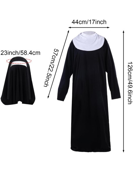 Disfraz de Monja para Mujeres - Atuendo Completo Halloween 2 Piezas Disfraz de Monja para Mujeres - Atuendo Completo Halloween 2 Piezas