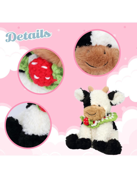 Peluches de Vaca Hopearl con Babero de Fresa 23 cm Peluches de Vaca Hopearl con Babero de Fresa 23 cm