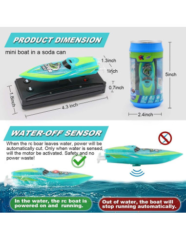Mini Barco RC CX 3329 Control Remoto 2.4GHz Verde LED