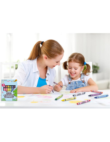 Crayones Jumbo Lavables WOSWEL 12 Piezas No Tóxicos